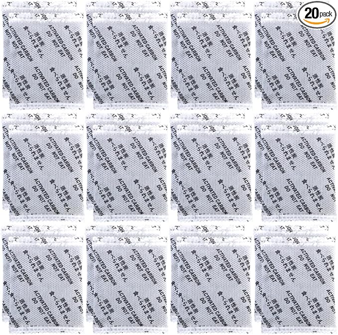 20Pack Natural Activated Charcoal Odor Absorber Air Purifying Bag for Car or Home Odor Eliminator; Car Air Freshener; 10g/Pack Deodorizer and Moisture Eliminator for Home,Cars,Closet,Basement,Pets