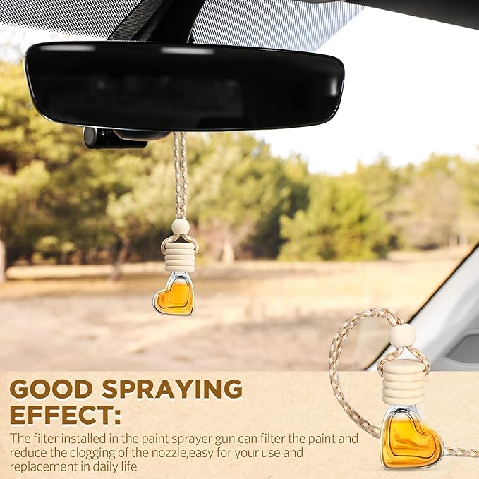 100 Pcs 6ml Hanging Car Diffuser Bottle Empty Glass Perfume Air Freshener Heart Love Bottle Diffuser Pendant Valentine's Day Essential Oil Fragrance Aromatherapy Ornament (Clear)