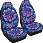 BIGCARJOB Purple Lotus Car Seat Covers Set for Women Auto Interior Seat Protector Boho Lotus Car Accessories Set 2 Pcs Auto Front Seat Covers Saddle Blanket,Universal Fit