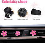 6PCS Car Air Vent Clip, Daisy Flower Auto Scents Air Freshener Clip with 6 Fragrance Piece, Decorative Auto Air Conditioning Clip for Women Girl, Universal Car Accessories (Pink)