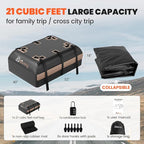 Asinking Car Rooftop Cargo Carrier Bag, 21 Cubic Feet Waterproof Roof Cargo Bag for SUV Minivan, Fit Vehicles with/Without Roof Rack, Sidebars & Crossbars - Max Size 52" L 40" Wx 18" H