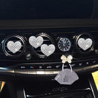 Bling Heart Air Vent Clips, 4 Pcs Silver Heart Car Air Fresheners Vents Clips Car Diffuser Diamond Car Interior Decor Charm Cute Car Accessories Car Decoration for Women + Cute Butterfly Mask Hook
