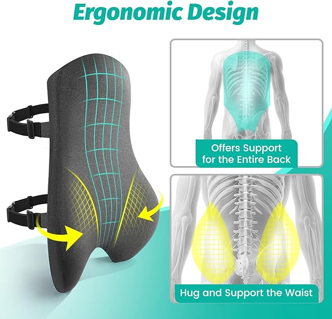 High Back Support for Office Chair Fully Support Entire Back for Comfort,Pain Relief and Posture Improved- Memory Foam Lumbar Support Pillow for Office Chair,Recliner