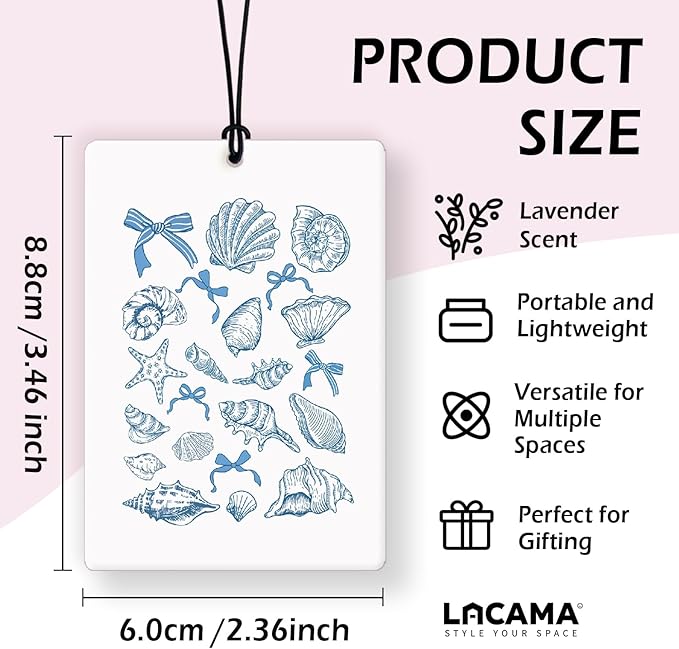 Lacama Blue Beachy Christian Car Air Freshener 3Pcs, Coastal Whale Shell Conch Cross Bible Verse Cars Scents Air Freshener for Women Girls Gifts, Beach Car Accessories Interior Mirror Decor Hanging