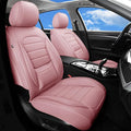 Pink Car Seat Covers Full Set, Universal Faux Leather Seat Covers for Cars 5 Seats, Waterproof Leather Car Seat Covers, Comfortable Automotive Seat Covers for Most Sedans Trucks SUVs