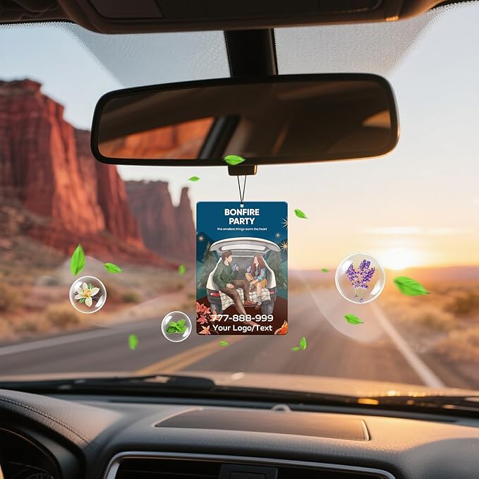 HINFKA 10-1000 Pcs Custom Air Fresheners with Picture – Personalized Double-Sided Car Freshener with Logo or Photo, Bulk Customized Gifts for Business Events and Branding (A08-Rectangle, Personalized)