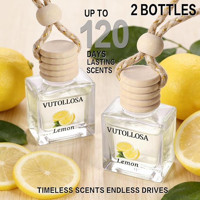 2-Pack Car Air Fresheners, Car Deodorizer, Lemon Scented Air Freshener – Long Lasting Hanging Car Air Freshener for Men and Women, Car Scent Diffuser by VUTOLLOSA