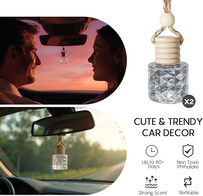 Car Air Freshener-Celestial Linen Scent Car Fresheners Long Lasting Essential Oil Car Diffuser- Cute Car Accessories for Women Interior without Methyl Carbitol&Hexylene Glycol