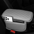 Upgraded Car Center Console Cover Fit for Corolla Cross Faux Leather Car Armrest Cover Cushion with 2 Storage Bags,Car Armrest Storage Box Interior Accessories(Grey&Whiteline)