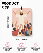 Jesus Christian Car Air Freshener 4 Pcs Coconut Scented, Religious Car Accessories Mirror Decor for Women, Abstract Boho Floral Scripture Hanging Air Freshener for Cars Closet Drawer Books