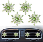 Bling 4Pcs Snowflake Air Vent Clips Car Air Freshener Outlet Clips Bling Rotatable Snowflake Car Vent Decorations Stress Relief Auto Accessories Toy Refillable (Green)