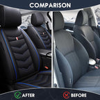 Car Seat Cover for Chevrolet Camaro 2000-2024, Durable Wear Resistant Waterproof Vehicle Cushion Cover, Breathable No Odor Premium Leather Vehicle Seat Covers.(Standard,Black Blue)