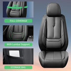 Fit Equus Car Seat Covers for Hyundai Equus 2011-2014 2015 -Upgraded Premium Waterproof & Breathable Leather, Airbag Compatible, All-Weather Seat Cushion Protector,2 Front/Black