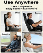 Car Lumbar Support and Neck Support Headrest Pillow Kit, Ergonomic Memory Foam Cushion for Sciatica & Tailbone Pain Relief – Fits Car Seat, Office Chair & Wheelchair
