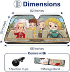 GENANY Girls Windshield Sun Shade for Car SUV Truck (55x30 Inches), Front Window Visor for Windows, Protector Blocks UV
