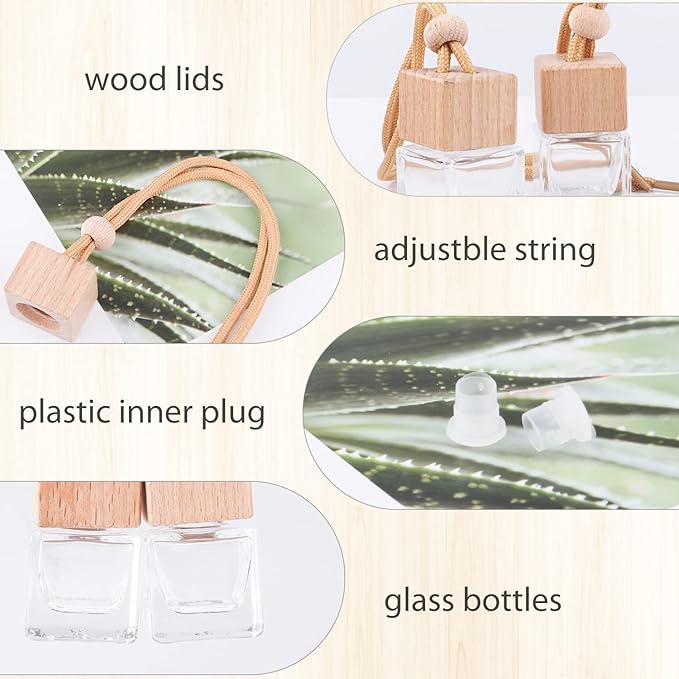 20 Pack Car Haning Perfume Bottle Refillable Car Air Freshener Diffuser Empty Aromatherapy Fragrance Essential Oil Diffuser Pendant Auto Home Ornaments Decors