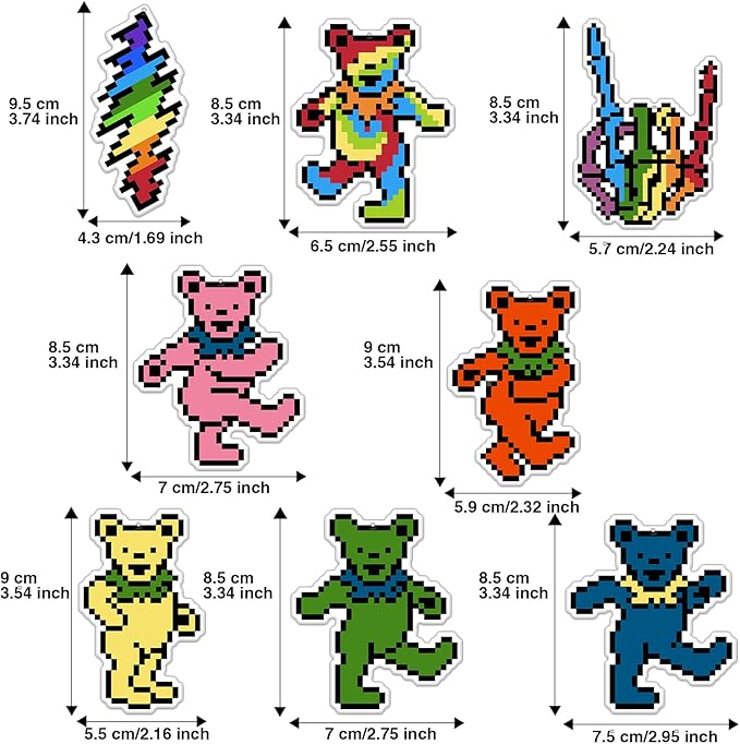 Pixel Dancing Bear Rock Car Air Freshener Card Pendant（8Pack Fresh Ice Scent） Gifts Rock Band Music Merch Party Supplies Room Decor Accessories for Hanging Rearview Car Interior