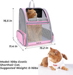 Lollimeow Cat Backpack Carrier, Ideal for Small Animals & Puppies, Airline Approved,Safe for Travel, Hiking, Vet Transport & Outdoor Use Fully Ventilated Design for Ultimate Comfort On-the-Go