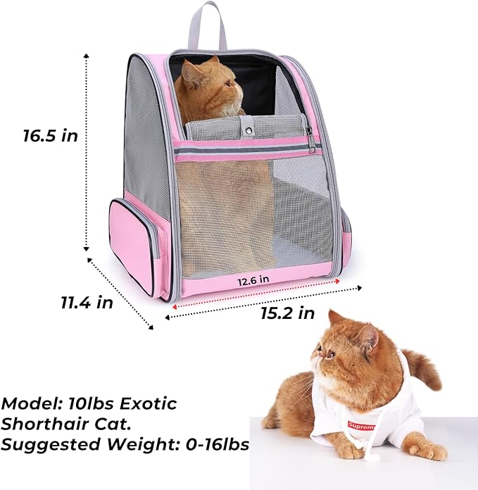 Lollimeow Cat Backpack Carrier, Ideal for Small Animals & Puppies, Airline Approved,Safe for Travel, Hiking, Vet Transport & Outdoor Use Fully Ventilated Design for Ultimate Comfort On-the-Go