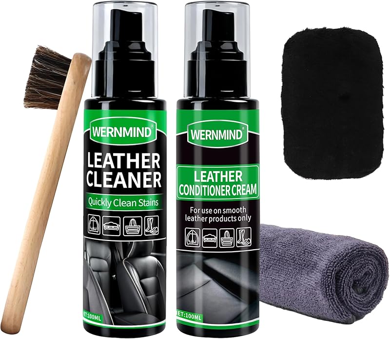 Leather Cleaner and Conditioner Cream Care Kit for Car Interiors Seats,Couches,Purses,Bags,Jackes,Boots