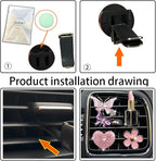 Butterfly Daisy Air Vent Clips, Bling Butterfly Flower Car Air Fresheners Vent Clips Car Diffuser Vent Clip Rhinestone Car Decoration Interior Decor Cute Accessories for Women