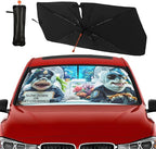 Socira Funny Sharks Car Windshield Sunshade Umbrella Foldable Umbrella Sun Shade Windshield Cover Sunshade Car Accessories Blocks Uv Rays Keeps Cool (57" X 30")