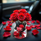 Red Fresh Flowers Mini Dried Flowers Bouquet for Car Air Vent Clips, Mini Flower Bouquet,Car Air Outlet Perfume Decoration, Car Air Fresheners Interior Accessories for Women Men
