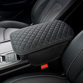 Extended Car Center Console Cover with 2 Storage, Microfiber Leather Car Armrest Cover Cushion For SUV Truck , Universal Car Accessories Memory Foam Comfort Stylish Leather Design (Black longer)