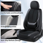 Coverado Front and Back Seat Covers 5 Pieces, Full Set Universal Seat Covers for Cars, Breathable Fabric&Leather Car Seat Protectors, Car Seat Cushions Compatible with Most Sedans SUV Pick-up Truck