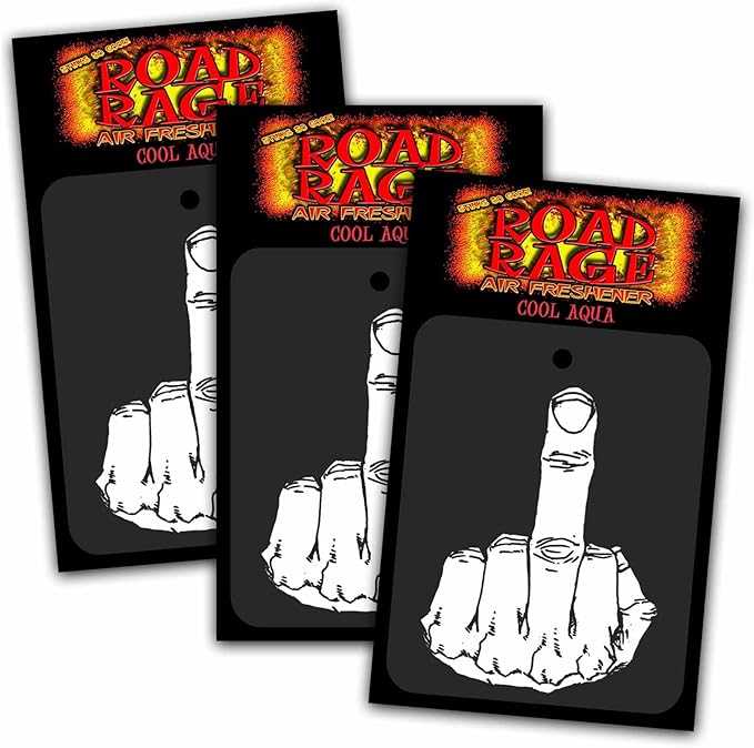 Middle Finger Road Rage Air Freshener - Cool Aqua Scent - 3 Pack