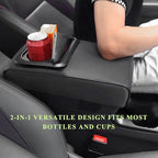 Car Center Console Armrest Pillow, Leather Auto Arm Rest Cover Protector with Cup Holder and Phone Holder, Memory Foam Armrest Cushion for Most Vehicles (Gray, Diamond Pattern)