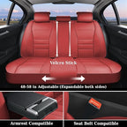 Coverado Car Seat Covers Full Set, Nappa Leather Seat Covers for Cars, Car Seat Protector Car Seat Cushion, Front and Back Seat Protectors Cushions Universal Fit for Most Cars Vehicles(Red)