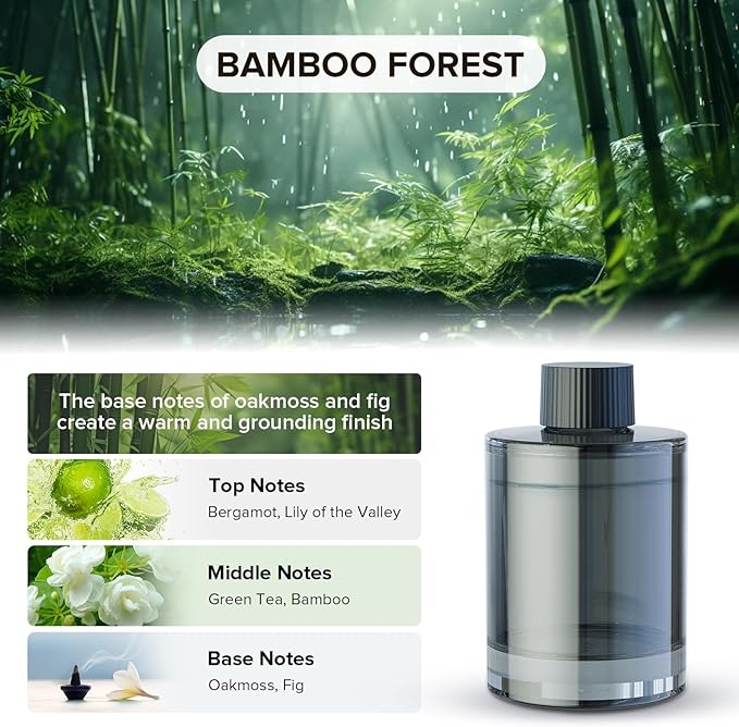 Ceeniu Smart Car Air Freshener, Larger 135ml Capacity, Long-Lasting 6-Month Fragrance, Auto On/Off, Quiet Operation, Stylish Ambient Light, Premium Scent for Women, CF3 Diffuser, Bamboo Forest Scent