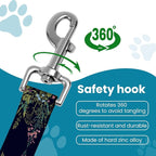 Adjustable pet cat and Dog car seat Belt，The Lanyard is Flexible and Adjustable from 20 to 33 inches(Black Flowers)