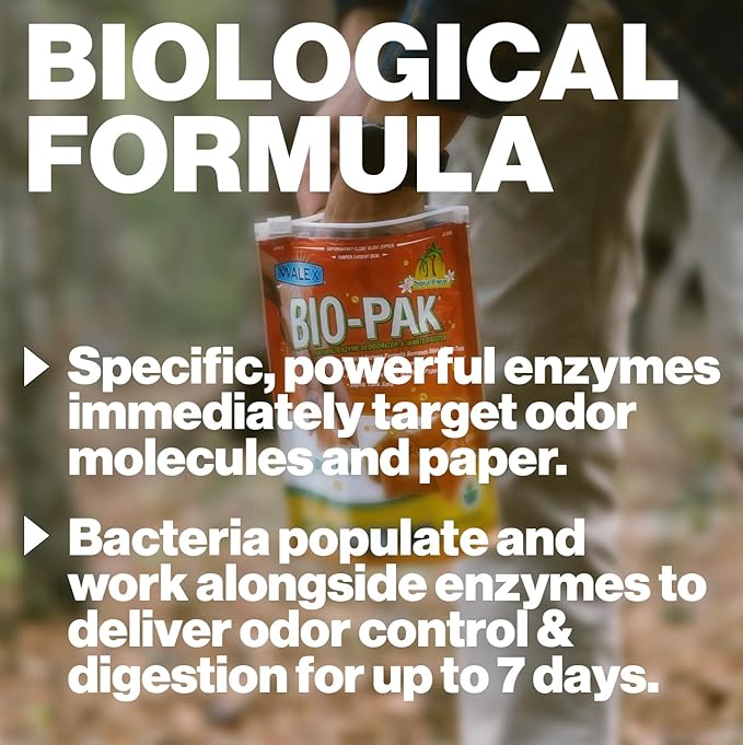 Walex Bio-Pak Black Holding Tank Deodorizer & Waste Digester Drop-Ins - Advanced Enzyme Formula for Rapid Breakdown of Waste & Paper, Removes Odors & Cleans Tank; Alpine Fresh, 10-Pack
