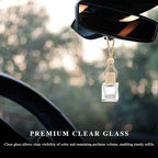 4 PCS Hanging Car Air Freshener, Empty Clear Glass Bottle Pendant Essential Oil Diffuser with Wooden Cap, 8ml Refillable Aromatherapy Bottle Perfume Ornament for Most Vehicles (Square)