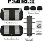 FH Group Car Seat Cover for Back Seat Premium 3D Air Mesh Gray Seat Cover Universal Fit Rear Seat Cover Split Bench Car Seat Protector for Dogs and Kids, Car Interior Accessories for SUV Sedan Van