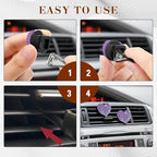 2PCS Heart-Shaped Car Vent Clip with Rhinestone, Car Vent Accessory, Bling Heart Charm Air Conditioning Outlet Clip, Auto Diffuser Air Freshener Charm for Women Girls (Purple, Heart)