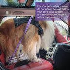 AUBELL Dog Seat Belt for Car,2 Pack Set 3-in-1 Adjustable Reflective Bungee Heavy Duty Dog Car Harness Tether with Clip Hook Latch & Buckle,Swivel Zinc Alloy Carabiner,Black+Purple