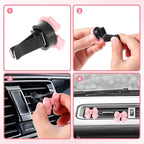 6 Pcs Pink Bow Car Air Vent Clips, Cute Air Freshener Clips for Car Interior Decoration Accessories