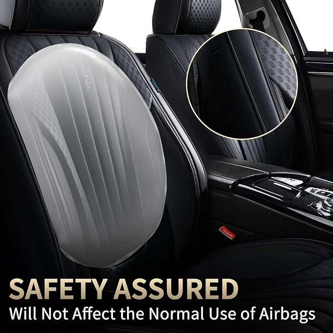 FLORICH Car Seat Covers, Premium Leatherette Car Seat Cushions Full Set, Black Seat Covers for Cars Front Seats and Back, Automotive Seat Protectors Universal Fit for Most Sedans Cars SUV Trucks