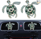 Car Air Freshener Women Car Vent Clips Decorations 2 PCS Cute Sea Turtles Car Interior Accessories Car Vent Diffuser (Diamond Green Turtle, 2 inch)