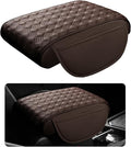 Car Armrest Cushion, 12.2"×8.3" Leather Auto Memory Foam Center Console Pad with Storage Pocket, Waterproof & Anti-Scratch Elbow Pillow Armrest Seat Box Protector, Universal Fit (Coffee)