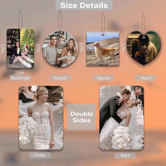 Custom Air Fresheners with Picture-Personalized Air Freshener for Car-Hanging Air Freshener for Wardrobe,Bathroom,Livingroom (Heart 5pcs)