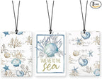 Lacama Blue Coastal Beach Car Air Freshener 3Pcs, Ocean Beachy Seashell Conch Cars Scents Air Freshener for Women Girls Gifts, Preppy Car Accessories Interior Mirror Decor Hanging
