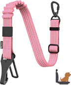 Pawaboo Dog Car Seat Belt– Reflective & Adjustable Dogs Cars Harness Leash with 360° Lockable Buckle, Shockproof Dogs Tether Bungee for Safe Travel, Pink