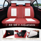 Coverado Seat Covers Full Set, 5 Seats Seat Covers for Cars, Waterproof Nappa Leather Car Seat Covers with Head Pillow, Seat Protectors Car Seat Cushion Universal Fit for Most Cars (Red&White)
