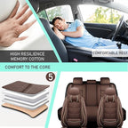 Leather Car Seat Covers Fit for Toyota Sienna 1997-2024, 5 Seater Car Seat Cover, Premium Waterproof, Scratch Resistant Car Interior Accessories (Full Set with Pillow Coffee)