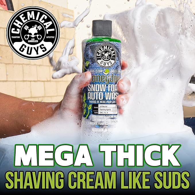 Chemical Guys Honeydew Snow Foam Auto Wash Cleanser 2 Pack (2 X 16 Fl. Oz.) - (Works with Foam Cannons, Guns or Bucket Washes) Safe for Trucks, Motorcycles, RVs & More, Honeydew Scent - CWS_110_1602