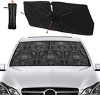 Socira Gothic Skull Car Windshield Sunshade Umbrella Foldable Umbrella Sun Shade Windshield Cover Sunshade Skull Accessories Blocks Uv Rays Keeps Cool (57" X 30")
